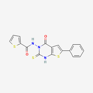 molecular formula C17H11N3O2S3 B4271517 N-(2-mercapto-4-oxo-6-phenylthieno[2,3-d]pyrimidin-3(4H)-yl)-2-thiophenecarboxamide 