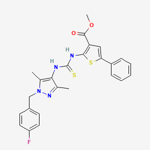 molecular formula C25H23FN4O2S2 B4271555 methyl 2-[({[1-(4-fluorobenzyl)-3,5-dimethyl-1H-pyrazol-4-yl]amino}carbonothioyl)amino]-5-phenyl-3-thiophenecarboxylate 