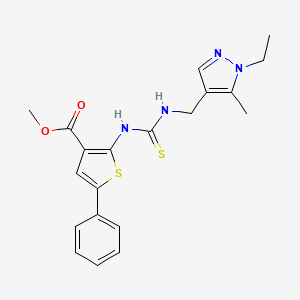 molecular formula C20H22N4O2S2 B4271556 methyl 2-[({[(1-ethyl-5-methyl-1H-pyrazol-4-yl)methyl]amino}carbonothioyl)amino]-5-phenyl-3-thiophenecarboxylate 