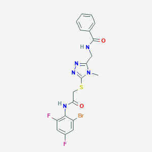 molecular formula C19H16BrF2N5O2S B427158 N-[(5-{[2-(2-bromo-4,6-difluoroanilino)-2-oxoethyl]sulfanyl}-4-methyl-4H-1,2,4-triazol-3-yl)methyl]benzamide 
