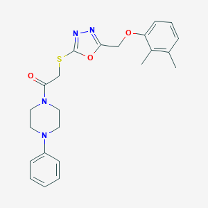 molecular formula C23H26N4O3S B427160 1-[({5-[(2,3-Dimethylphenoxy)methyl]-1,3,4-oxadiazol-2-yl}sulfanyl)acetyl]-4-phenylpiperazine 