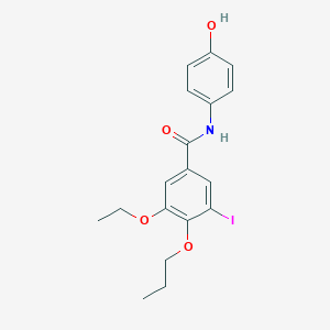 molecular formula C18H20INO4 B427163 3-ethoxy-N-(4-hydroxyphenyl)-5-iodo-4-propoxybenzamide 