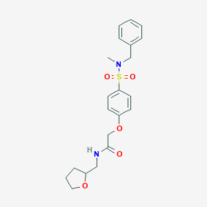 molecular formula C21H26N2O5S B427165 2-(4-{[benzyl(methyl)amino]sulfonyl}phenoxy)-N-(tetrahydro-2-furanylmethyl)acetamide 