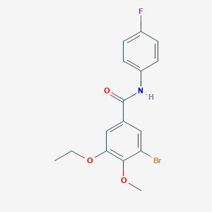 molecular formula C16H15BrFNO3 B427168 3-溴-5-乙氧基-N-(4-氟苯基)-4-甲氧基苯甲酰胺 