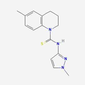 molecular formula C15H18N4S B4271686 6-methyl-N-(1-methyl-1H-pyrazol-3-yl)-3,4-dihydro-1(2H)-quinolinecarbothioamide 