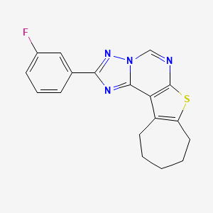 molecular formula C18H15FN4S B4271697 2-(3-fluorophenyl)-9,10,11,12-tetrahydro-8H-cyclohepta[4,5]thieno[3,2-e][1,2,4]triazolo[1,5-c]pyrimidine 