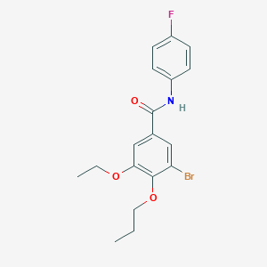 molecular formula C18H19BrFNO3 B427171 3-bromo-5-ethoxy-N-(4-fluorophenyl)-4-propoxybenzamide 