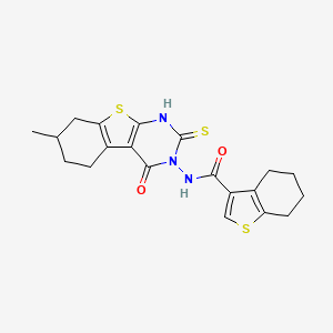 molecular formula C20H21N3O2S3 B4271712 N-(2-mercapto-7-methyl-4-oxo-5,6,7,8-tetrahydro[1]benzothieno[2,3-d]pyrimidin-3(4H)-yl)-4,5,6,7-tetrahydro-1-benzothiophene-3-carboxamide 