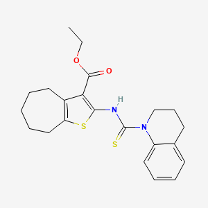 molecular formula C22H26N2O2S2 B4271726 ethyl 2-[(3,4-dihydro-1(2H)-quinolinylcarbonothioyl)amino]-5,6,7,8-tetrahydro-4H-cyclohepta[b]thiophene-3-carboxylate 