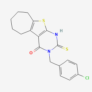 molecular formula C18H17ClN2OS2 B4271730 3-(4-chlorobenzyl)-2-mercapto-3,5,6,7,8,9-hexahydro-4H-cyclohepta[4,5]thieno[2,3-d]pyrimidin-4-one 