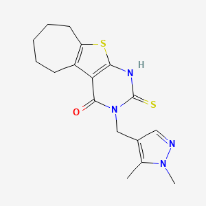 3-[(1,5-dimethyl-1H-pyrazol-4-yl)methyl]-2-mercapto-3,5,6,7,8,9-hexahydro-4H-cyclohepta[4,5]thieno[2,3-d]pyrimidin-4-one