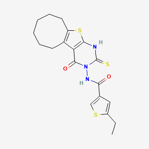 5-ethyl-N-(2-mercapto-4-oxo-5,6,7,8,9,10-hexahydrocycloocta[4,5]thieno[2,3-d]pyrimidin-3(4H)-yl)-3-thiophenecarboxamide