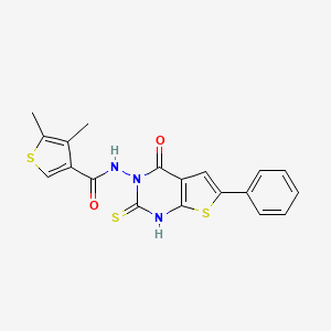 molecular formula C19H15N3O2S3 B4271786 N-(2-mercapto-4-oxo-6-phenylthieno[2,3-d]pyrimidin-3(4H)-yl)-4,5-dimethyl-3-thiophenecarboxamide 