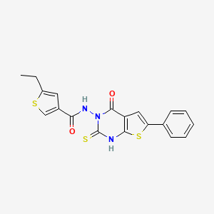 molecular formula C19H15N3O2S3 B4271798 5-ethyl-N-(2-mercapto-4-oxo-6-phenylthieno[2,3-d]pyrimidin-3(4H)-yl)-3-thiophenecarboxamide 