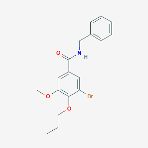 molecular formula C18H20BrNO3 B427180 N-benzyl-3-bromo-5-methoxy-4-propoxybenzamide CAS No. 723245-38-3