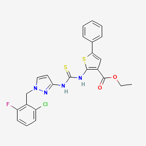 molecular formula C24H20ClFN4O2S2 B4271804 ethyl 2-[({[1-(2-chloro-6-fluorobenzyl)-1H-pyrazol-3-yl]amino}carbonothioyl)amino]-5-phenyl-3-thiophenecarboxylate 