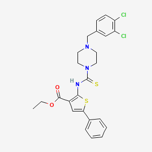 ethyl 2-({[4-(3,4-dichlorobenzyl)-1-piperazinyl]carbonothioyl}amino)-5-phenyl-3-thiophenecarboxylate