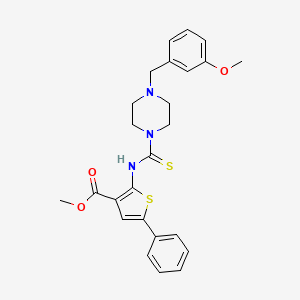 molecular formula C25H27N3O3S2 B4271843 methyl 2-({[4-(3-methoxybenzyl)-1-piperazinyl]carbonothioyl}amino)-5-phenyl-3-thiophenecarboxylate 