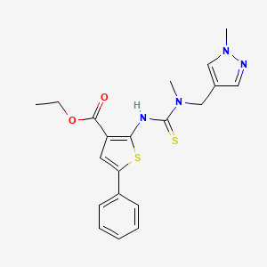 molecular formula C20H22N4O2S2 B4271858 ethyl 2-[({methyl[(1-methyl-1H-pyrazol-4-yl)methyl]amino}carbonothioyl)amino]-5-phenyl-3-thiophenecarboxylate 