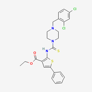 ethyl 2-({[4-(2,4-dichlorobenzyl)-1-piperazinyl]carbonothioyl}amino)-5-phenyl-3-thiophenecarboxylate