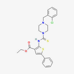 ethyl 2-({[4-(2-chlorobenzyl)-1-piperazinyl]carbonothioyl}amino)-5-phenyl-3-thiophenecarboxylate