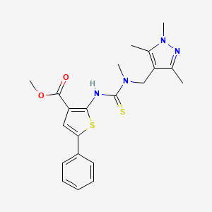 methyl 2-({methyl[(1,3,5-trimethyl-1H-pyrazol-4-yl)methyl]carbamothioyl}amino)-5-phenylthiophene-3-carboxylate