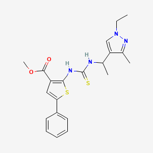 methyl 2-({[1-(1-ethyl-3-methyl-1H-pyrazol-4-yl)ethyl]carbamothioyl}amino)-5-phenylthiophene-3-carboxylate