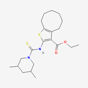 molecular formula C21H32N2O2S2 B4271950 ethyl 2-{[(3,5-dimethyl-1-piperidinyl)carbonothioyl]amino}-4,5,6,7,8,9-hexahydrocycloocta[b]thiophene-3-carboxylate 