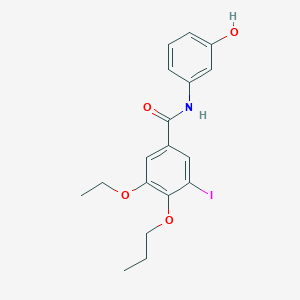 molecular formula C18H20INO4 B427196 3-ethoxy-N-(3-hydroxyphenyl)-5-iodo-4-propoxybenzamide 