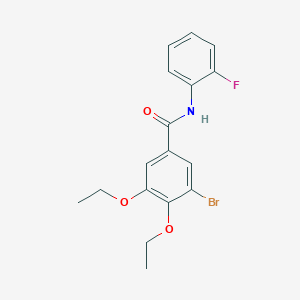 molecular formula C17H17BrFNO3 B427200 3-bromo-4,5-diethoxy-N-(2-fluorophenyl)benzamide 