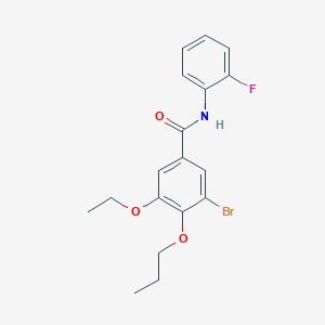 molecular formula C18H19BrFNO3 B427201 3-bromo-5-ethoxy-N-(2-fluorophenyl)-4-propoxybenzamide 