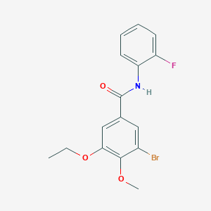 molecular formula C16H15BrFNO3 B427202 3-bromo-5-ethoxy-N-(2-fluorophenyl)-4-methoxybenzamide 
