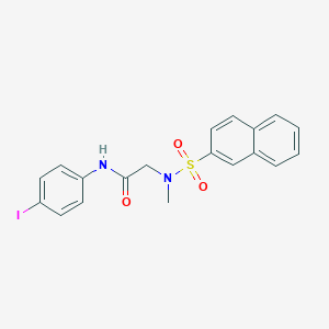 molecular formula C19H17IN2O3S B427206 N-(4-iodophenyl)-2-[methyl(2-naphthylsulfonyl)amino]acetamide 