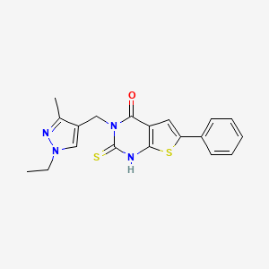 3-[(1-ethyl-3-methyl-1H-pyrazol-4-yl)methyl]-2-mercapto-6-phenylthieno[2,3-d]pyrimidin-4(3H)-one