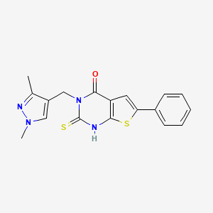 3-[(1,3-dimethyl-1H-pyrazol-4-yl)methyl]-2-mercapto-6-phenylthieno[2,3-d]pyrimidin-4(3H)-one