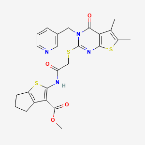 methyl 2-[({[5,6-dimethyl-4-oxo-3-(3-pyridinylmethyl)-3,4-dihydrothieno[2,3-d]pyrimidin-2-yl]thio}acetyl)amino]-5,6-dihydro-4H-cyclopenta[b]thiophene-3-carboxylate