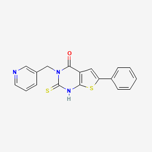 molecular formula C18H13N3OS2 B4272107 2-mercapto-6-phenyl-3-(3-pyridinylmethyl)thieno[2,3-d]pyrimidin-4(3H)-one 