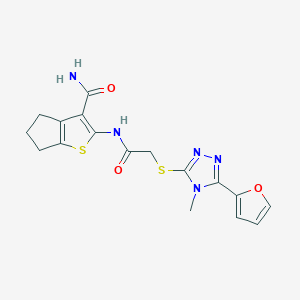 2-[(2-{[5-(2-FURYL)-4-METHYL-4H-1,2,4-TRIAZOL-3-YL]SULFANYL}ACETYL)AMINO]-5,6-DIHYDRO-4H-CYCLOPENTA[B]THIOPHENE-3-CARBOXAMIDE