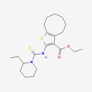 molecular formula C21H32N2O2S2 B4272158 ethyl 2-{[(2-ethyl-1-piperidinyl)carbonothioyl]amino}-4,5,6,7,8,9-hexahydrocycloocta[b]thiophene-3-carboxylate 