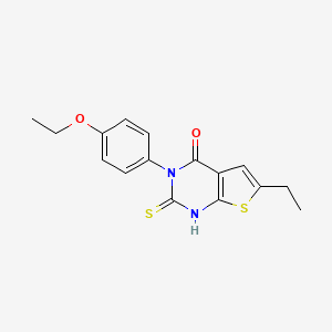 molecular formula C16H16N2O2S2 B4272181 3-(4-ethoxyphenyl)-6-ethyl-2-mercaptothieno[2,3-d]pyrimidin-4(3H)-one 