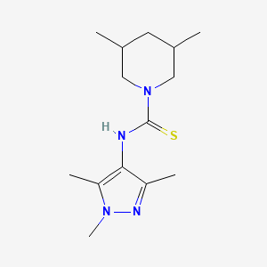 molecular formula C14H24N4S B4272189 3,5-dimethyl-N-(1,3,5-trimethyl-1H-pyrazol-4-yl)piperidine-1-carbothioamide 