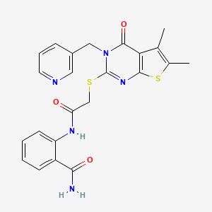 2-[({[5,6-dimethyl-4-oxo-3-(3-pyridinylmethyl)-3,4-dihydrothieno[2,3-d]pyrimidin-2-yl]thio}acetyl)amino]benzamide