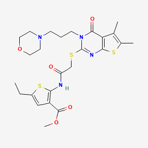 methyl 2-{[({5,6-dimethyl-3-[3-(4-morpholinyl)propyl]-4-oxo-3,4-dihydrothieno[2,3-d]pyrimidin-2-yl}thio)acetyl]amino}-5-ethyl-3-thiophenecarboxylate