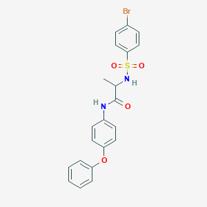 molecular formula C21H19BrN2O4S B427223 2-{[(4-bromophenyl)sulfonyl]amino}-N-(4-phenoxyphenyl)propanamide 