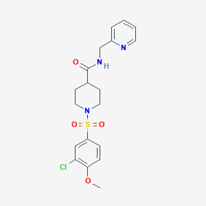 molecular formula C19H22ClN3O4S B427224 1-[(3-chloro-4-methoxyphenyl)sulfonyl]-N-(2-pyridinylmethyl)-4-piperidinecarboxamide 