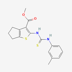 molecular formula C17H18N2O2S2 B4272251 methyl 2-({[(3-methylphenyl)amino]carbonothioyl}amino)-5,6-dihydro-4H-cyclopenta[b]thiophene-3-carboxylate 