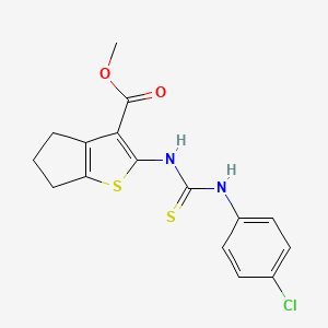 molecular formula C16H15ClN2O2S2 B4272259 METHYL 2-{[(4-CHLOROANILINO)CARBOTHIOYL]AMINO}-5,6-DIHYDRO-4H-CYCLOPENTA[B]THIOPHENE-3-CARBOXYLATE 