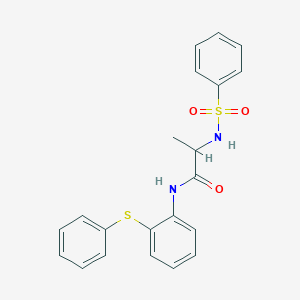 molecular formula C21H20N2O3S2 B427227 N-[2-(phenylsulfanyl)phenyl]-2-[(phenylsulfonyl)amino]propanamide 