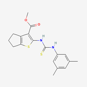 molecular formula C18H20N2O2S2 B4272338 methyl 2-({[(3,5-dimethylphenyl)amino]carbonothioyl}amino)-5,6-dihydro-4H-cyclopenta[b]thiophene-3-carboxylate 