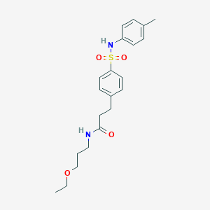 molecular formula C21H28N2O4S B427235 N-(3-ethoxypropyl)-3-[4-(4-toluidinosulfonyl)phenyl]propanamide 